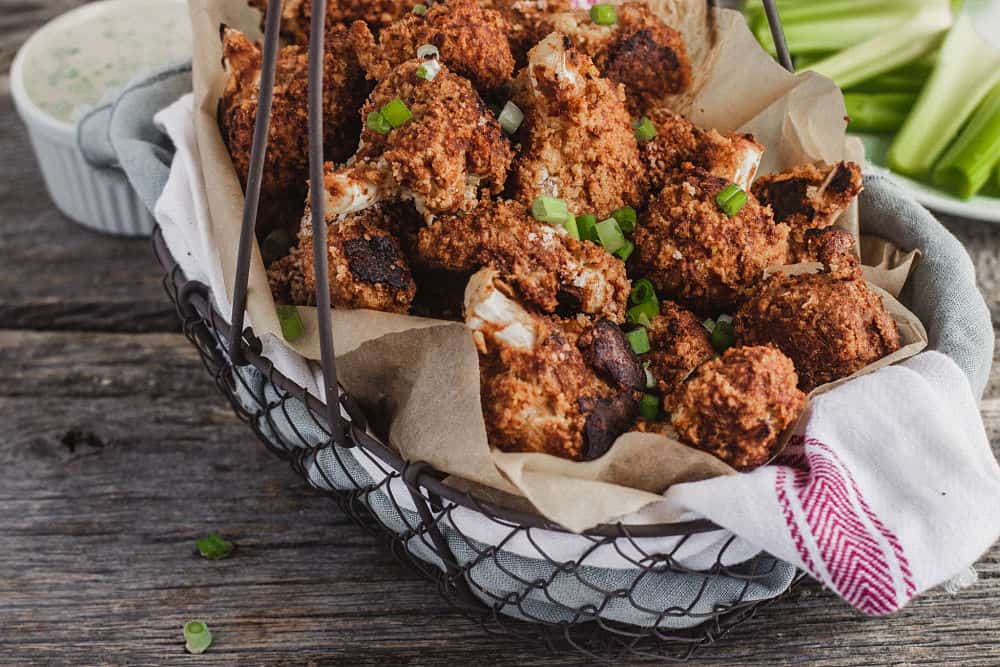 Food looking like Buffalo wings in a basket