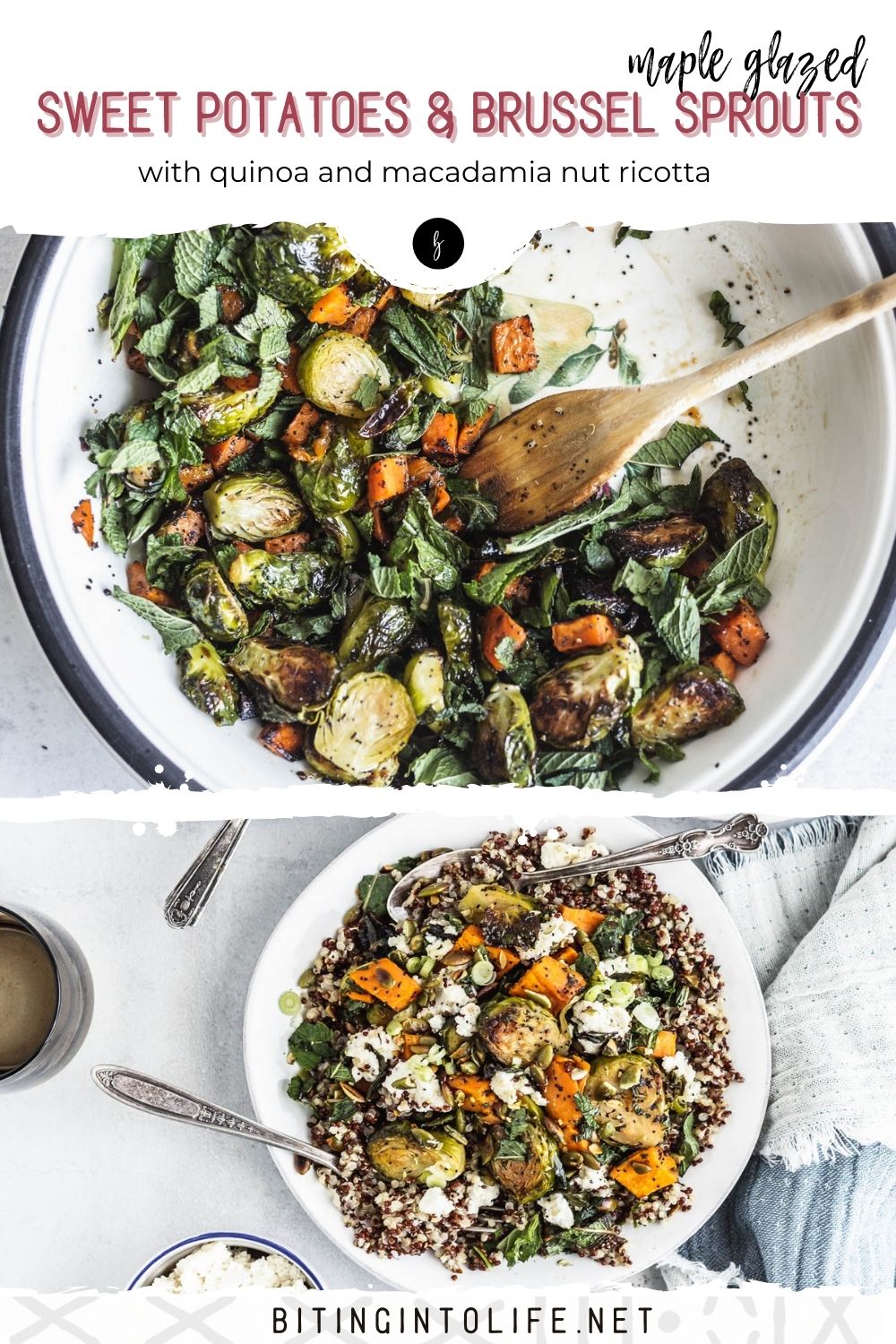 Sweet Potatoes, Brussels Sprouts and Quinoa | Biting into Life
