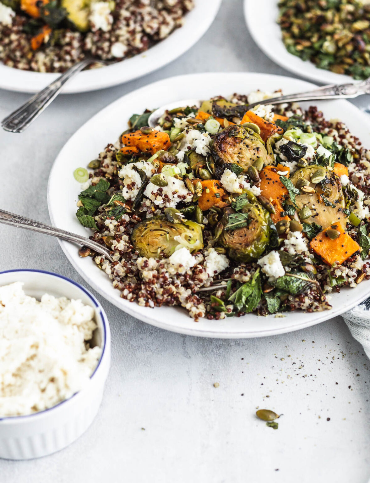 Sweet Potatoes, Brussels Sprouts and Quinoa Biting into Life