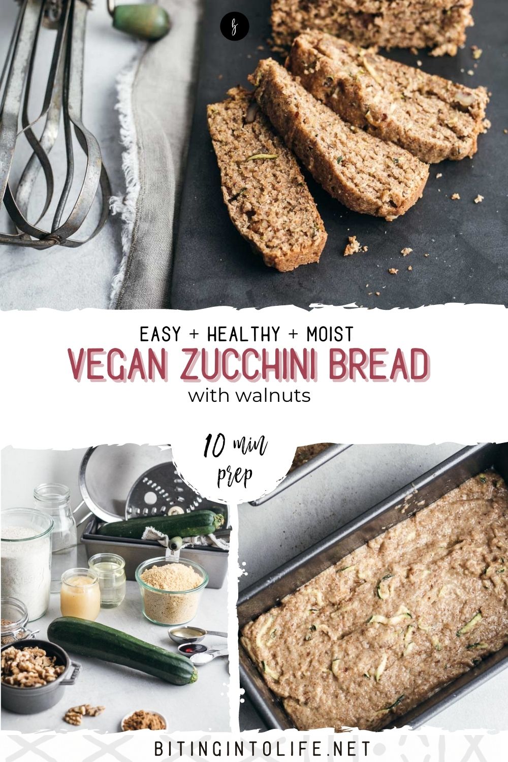 Easy Vegan Zucchini Bread {Healthy and Moist} | Biting into Life