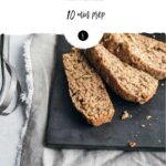 Photo collage with two images of vegan zucchini bread