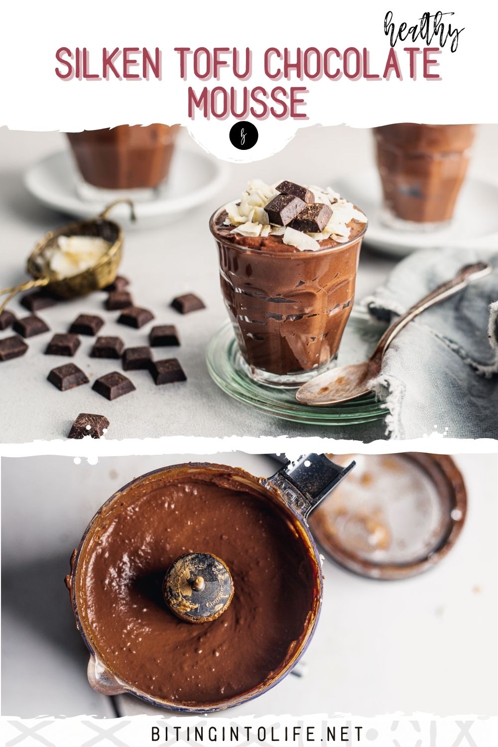 Healthy Silken Tofu Chocolate Mousse Biting into Life