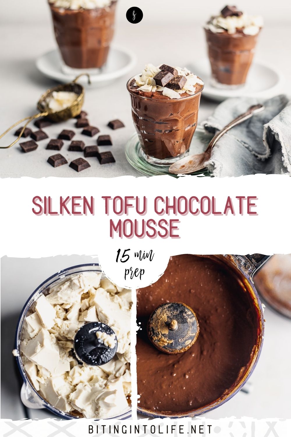 Healthy Silken Tofu Chocolate Mousse Biting into Life