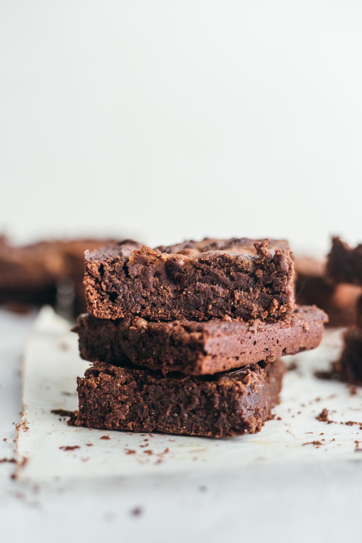 Three brownies on top of each other